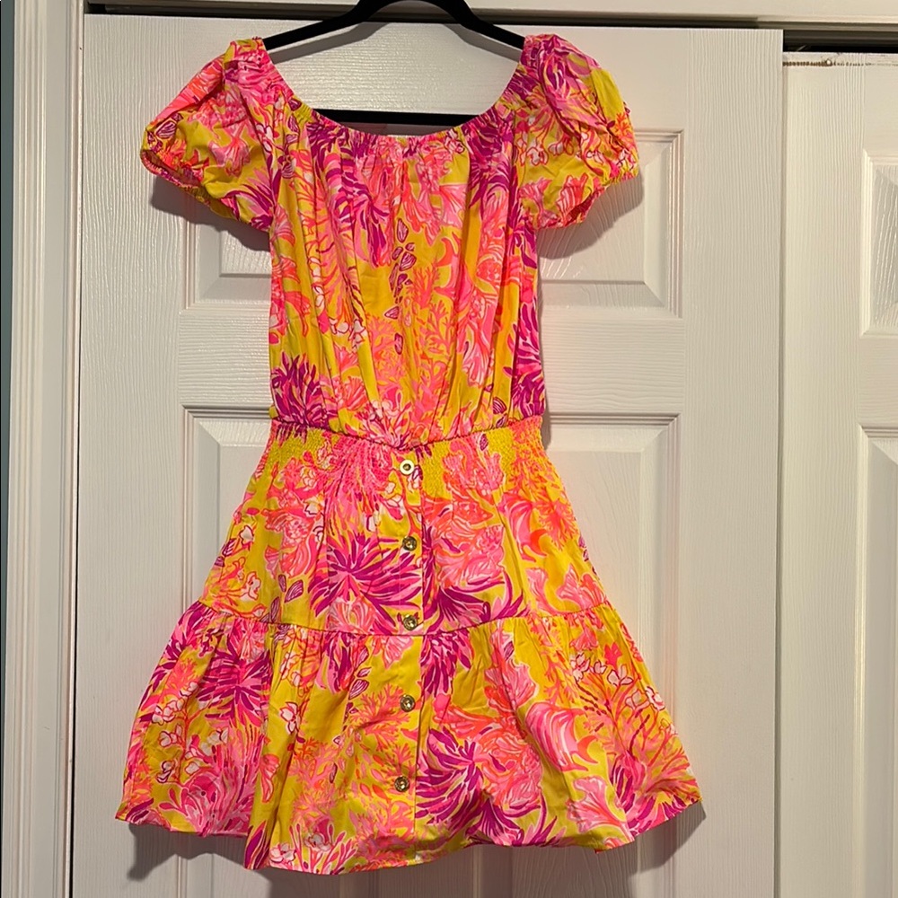 Lily Pulitzer Vibrant Pink and Yellow Woman’s  Dress with Shorts Small